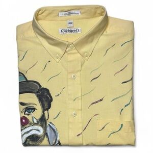Vintage 80s Cacharel One of a Kind Hand-Painted Button-Down Art Shirt Size Large